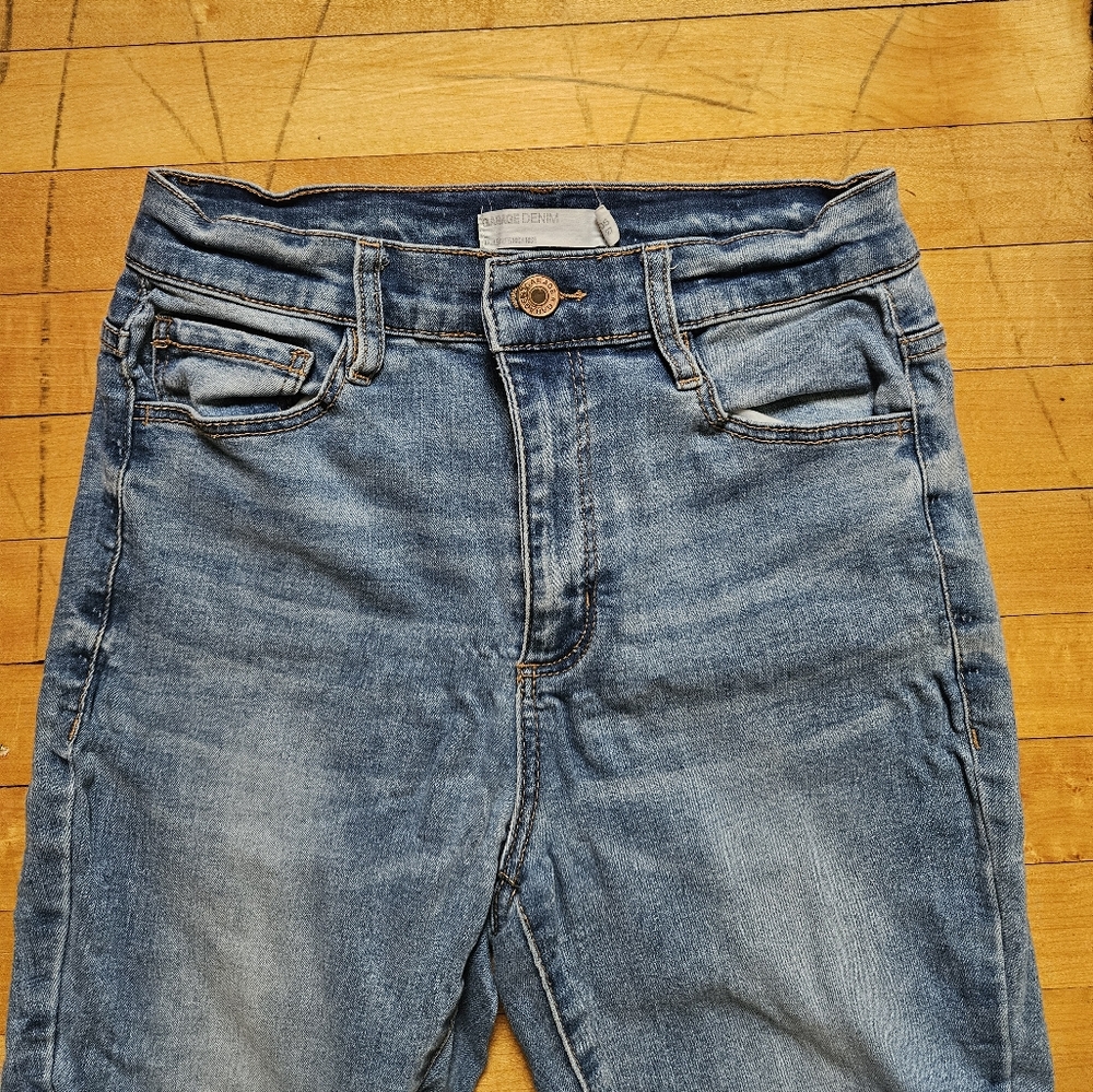 Womens Garage Denim High Rise Distressed Blue Jeans Size 27